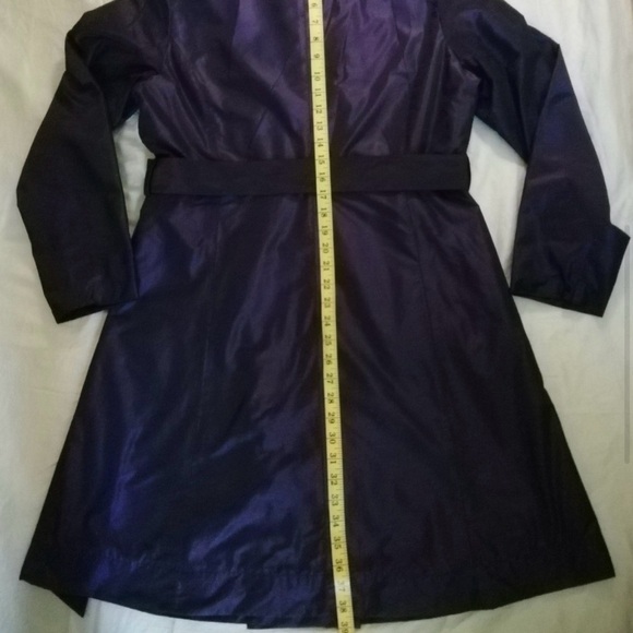 Pink Tartan purple taffeta trench coat with ruffles, size 10 - Picture 7 of 10